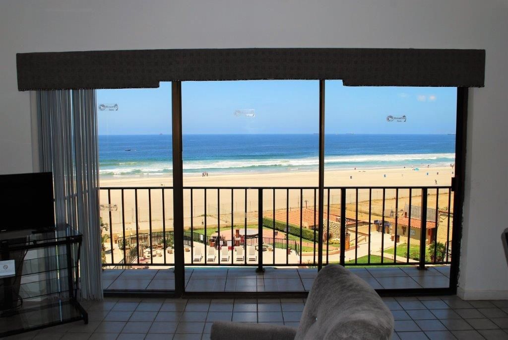 Beach seen from a condo balcony
